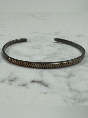 Sterling Silver 14K Gold Cuff Bracelet Signed M M Rogers TAS